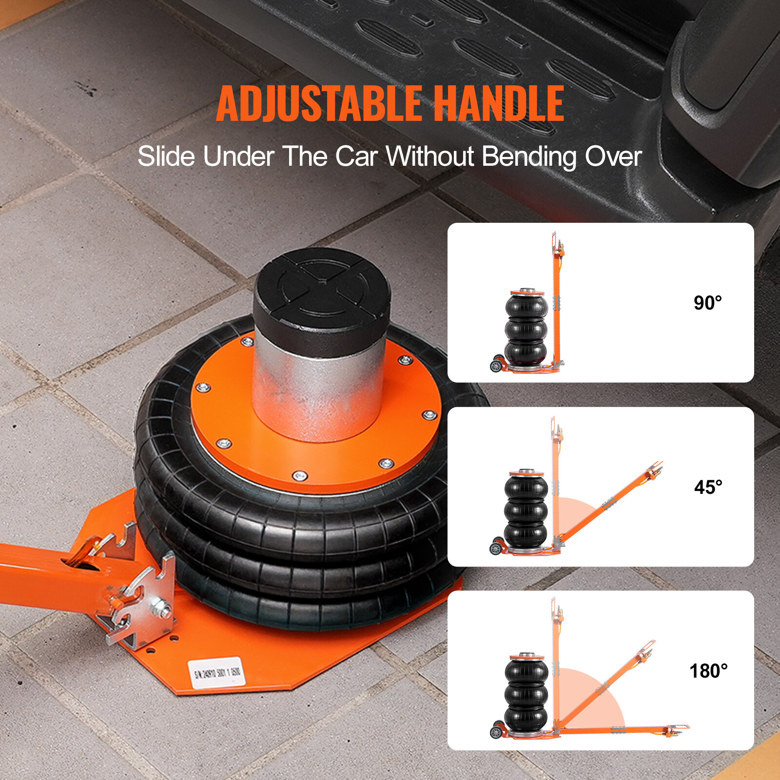 Air Jack 3 Ton/6600 lbs Pneumatic Jack with Heightened Column for Sedan