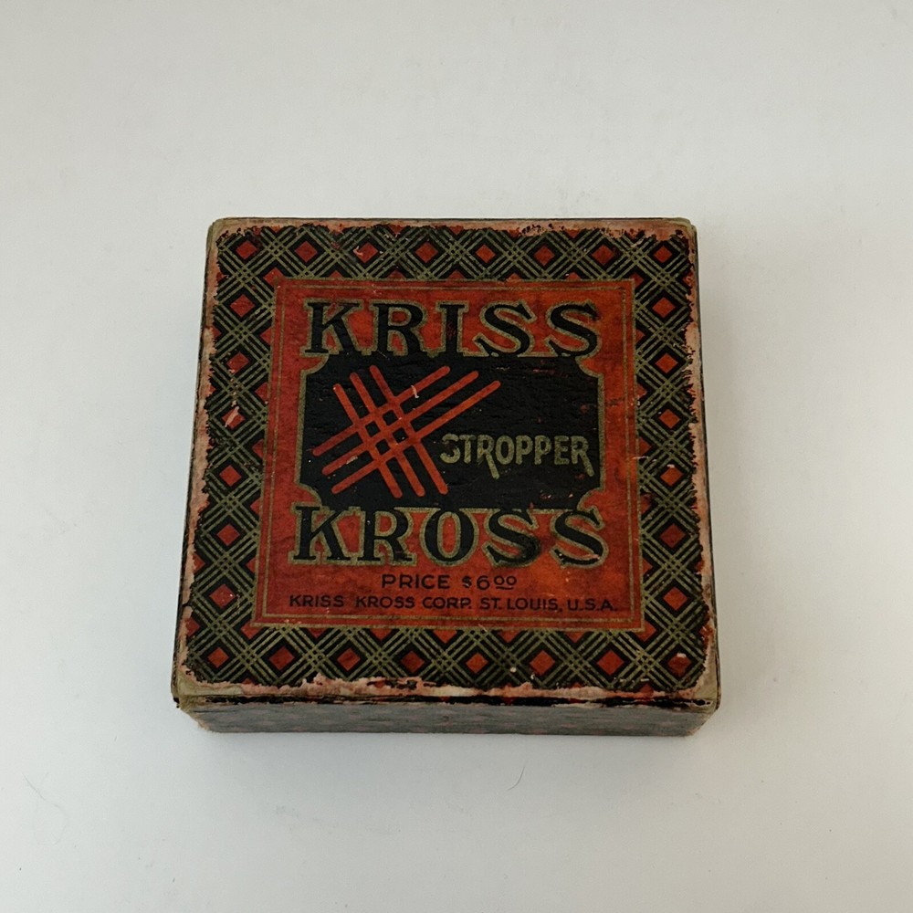 Antique 1920s Kriss Kross Stropper Razor Blade Sharpener w/ Box