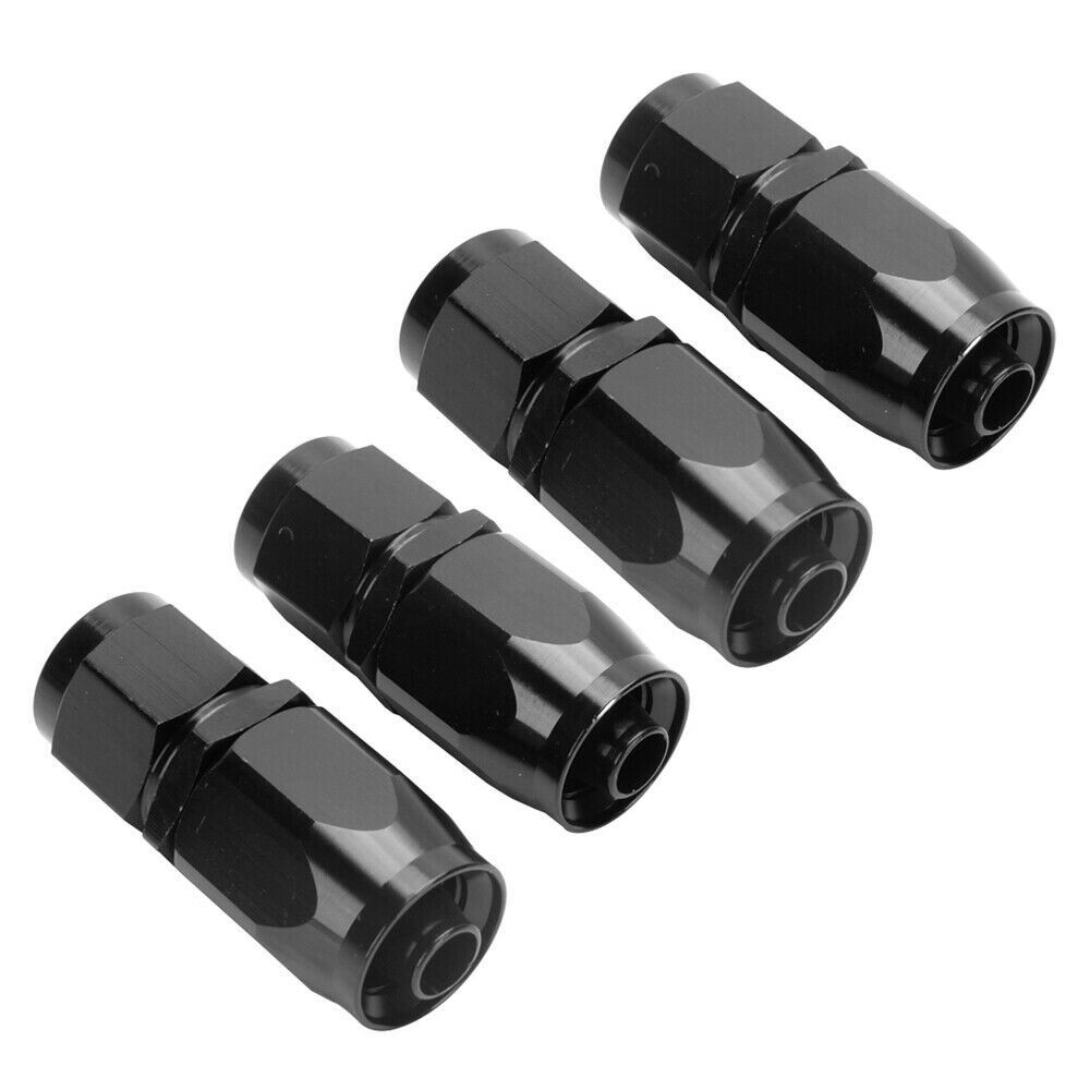4PCs 6AN AN6 -6AN BLACK STRAIGHT SWIVEL FUEL OIL HOSE END FITTINGS