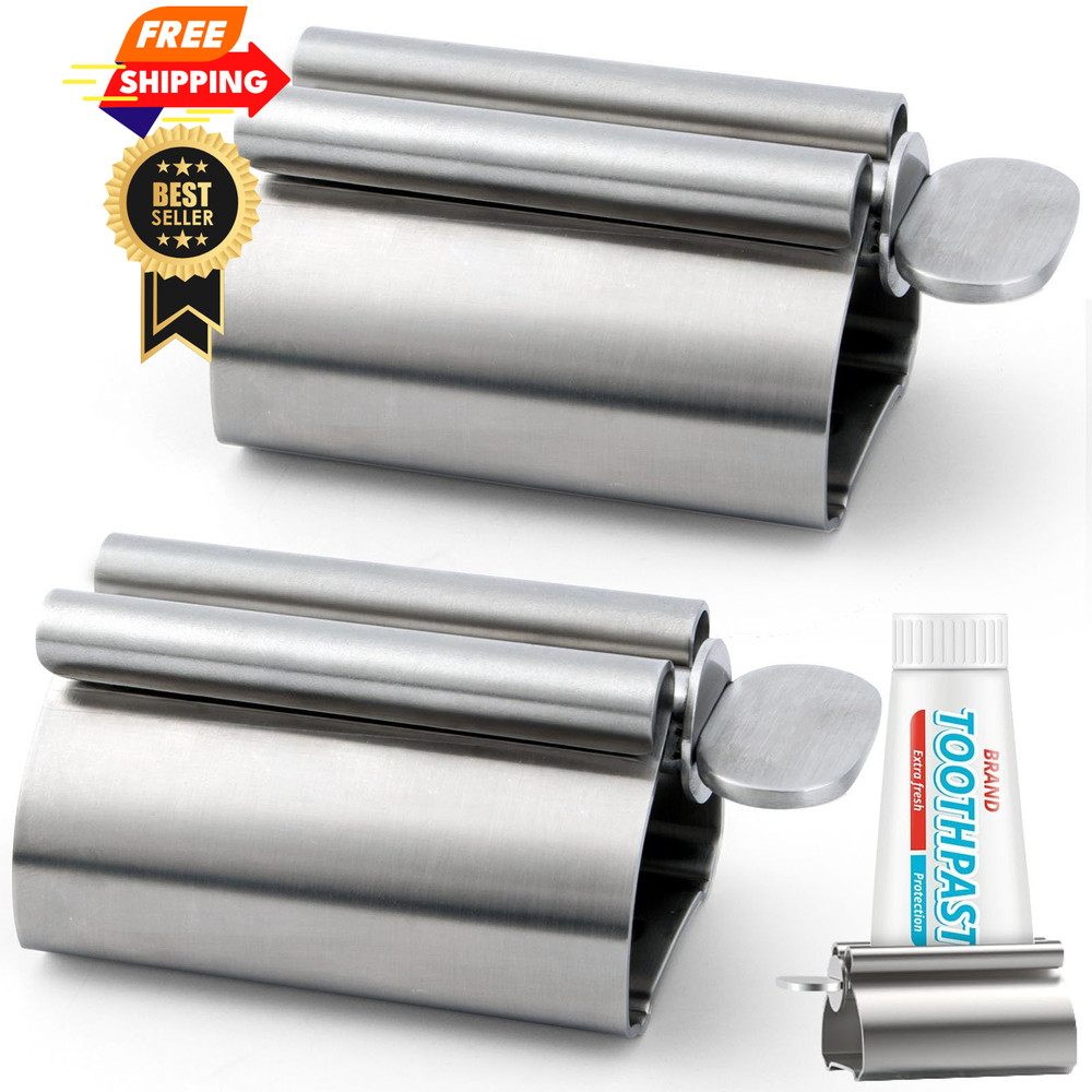 LOVEINUSA Toothpaste Tube Squeezer Dispenser, 2PCS Medium, Silver