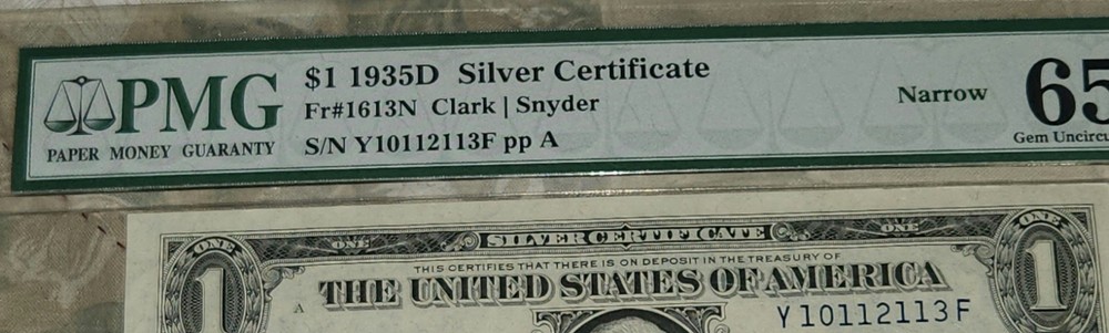 1935 D RARE ERROR MISALIGNED $1 SILVER CERTIFICATE Collectible