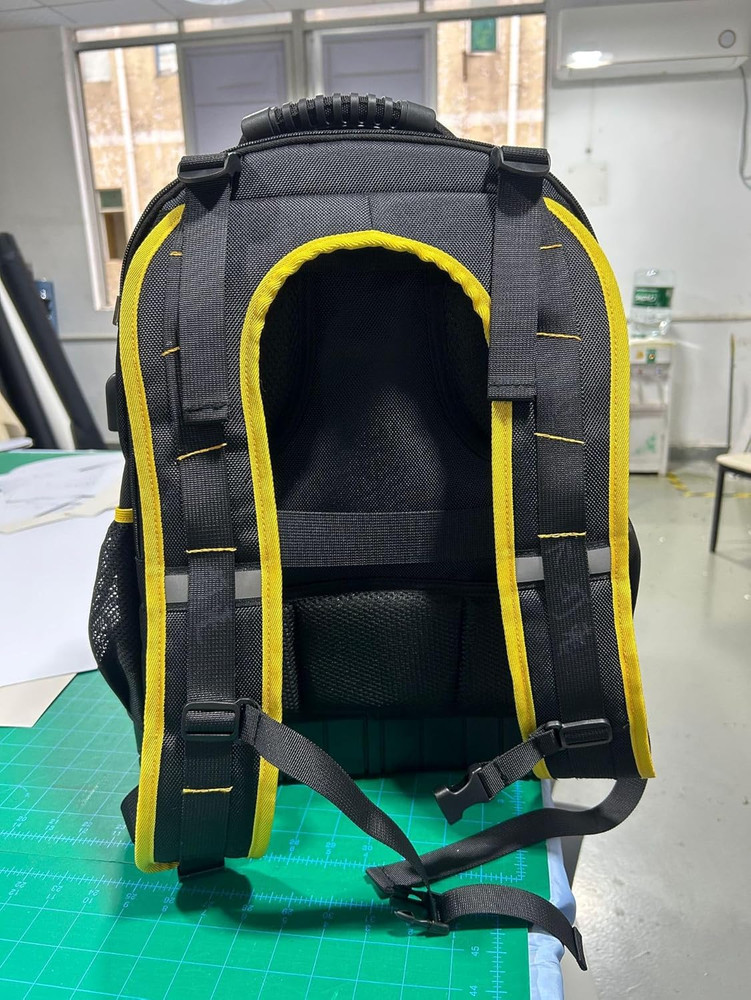 Rugged yet Comfortable Tool Backpack with Hard Molded Bottom and Tool Pouch, Hea