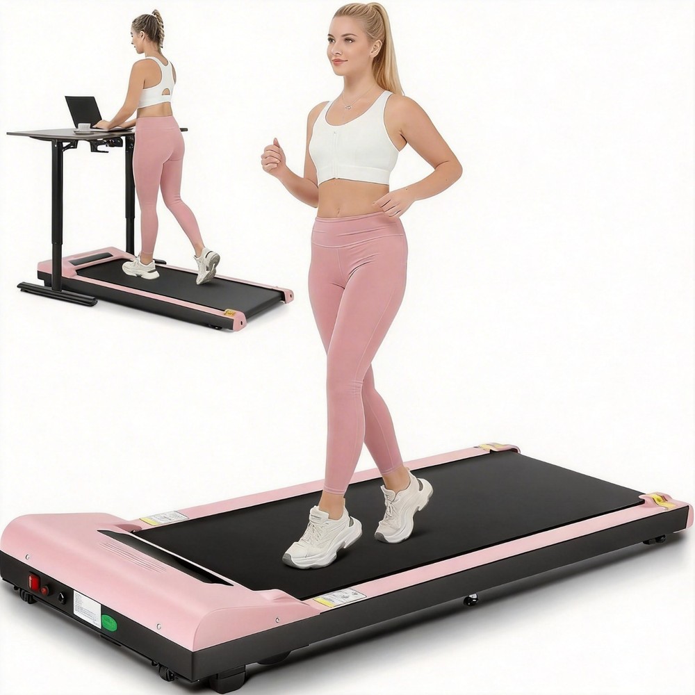 2 in 1 Walking Pad Treadmill, Portable Exercise Machine with Remote Control Pink