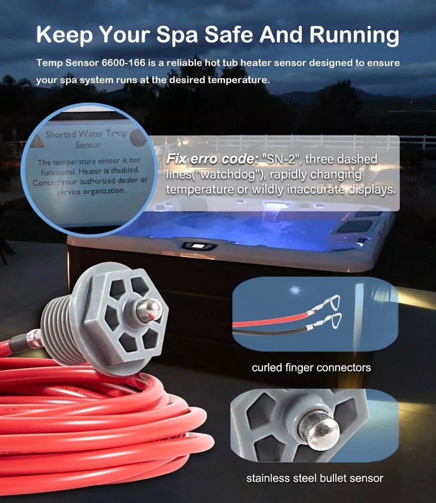 for Jacuzzi Sundance Spa Temperature Sensor Curled Finger Temp Sensor #6600-166