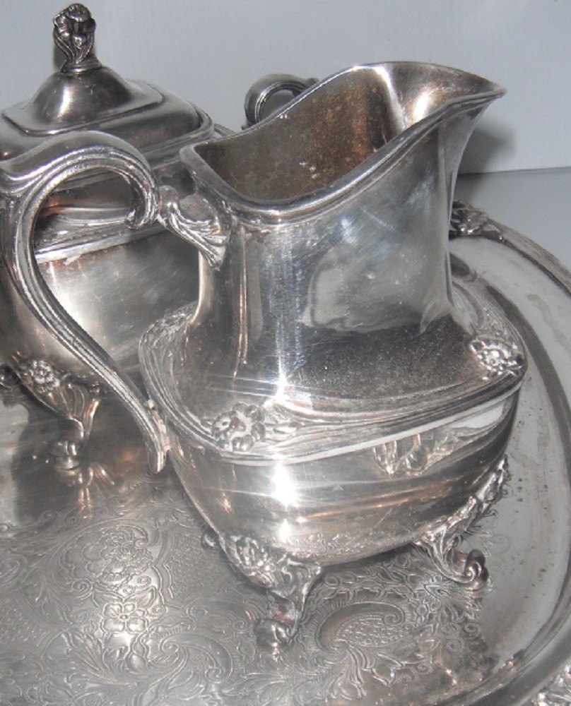 5pc Daffodil Pattern 1847 Rogers Bros Silver Plate Tea & Coffee Service Set