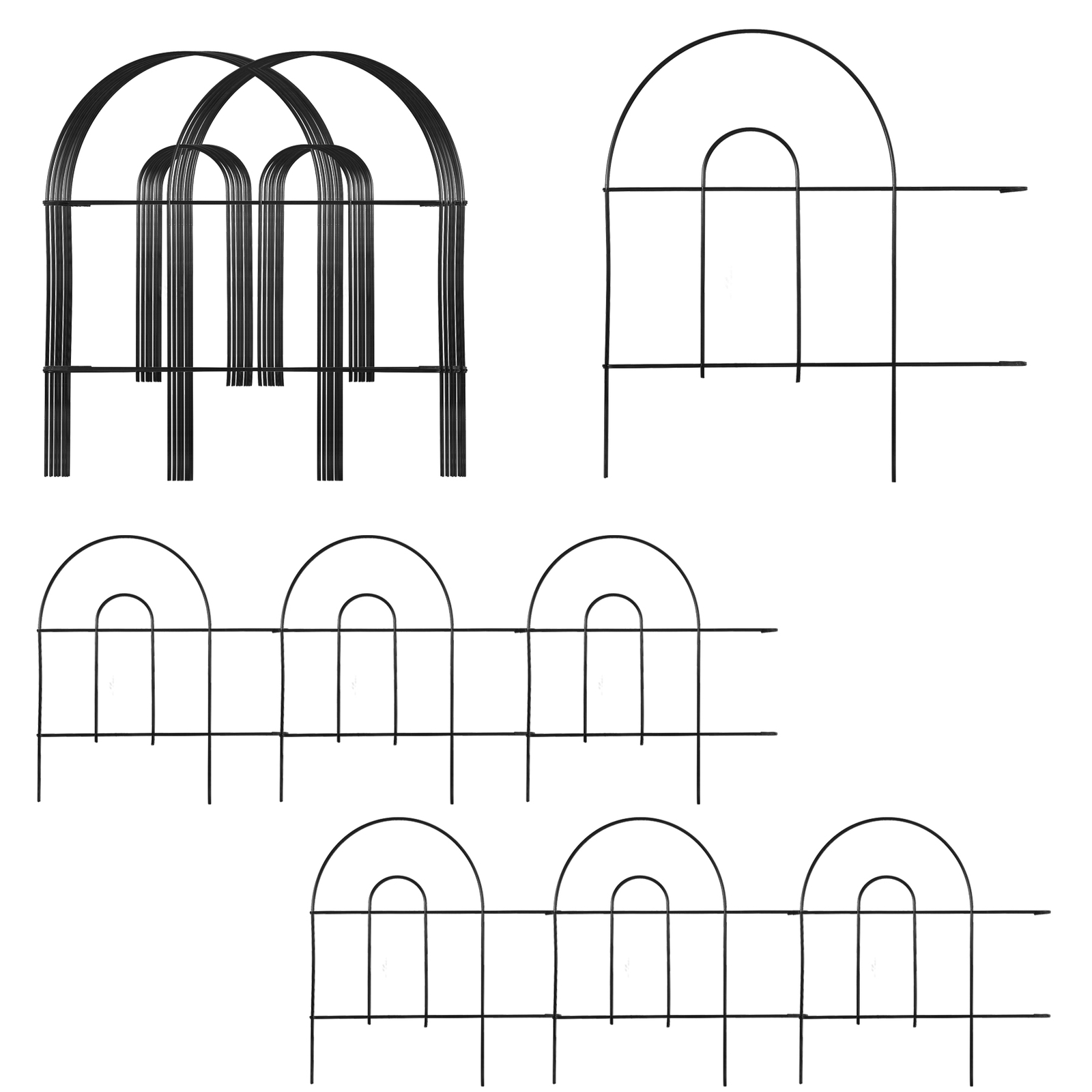 50' X 18" Garden Border Fence 35 PCS Folding Fence Pannel Animal Barrier Metal