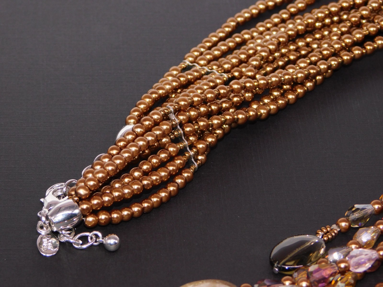 Vintage JOAN RIVERS AB Golden Bronze Starlet Floral Bead Statement Necklace