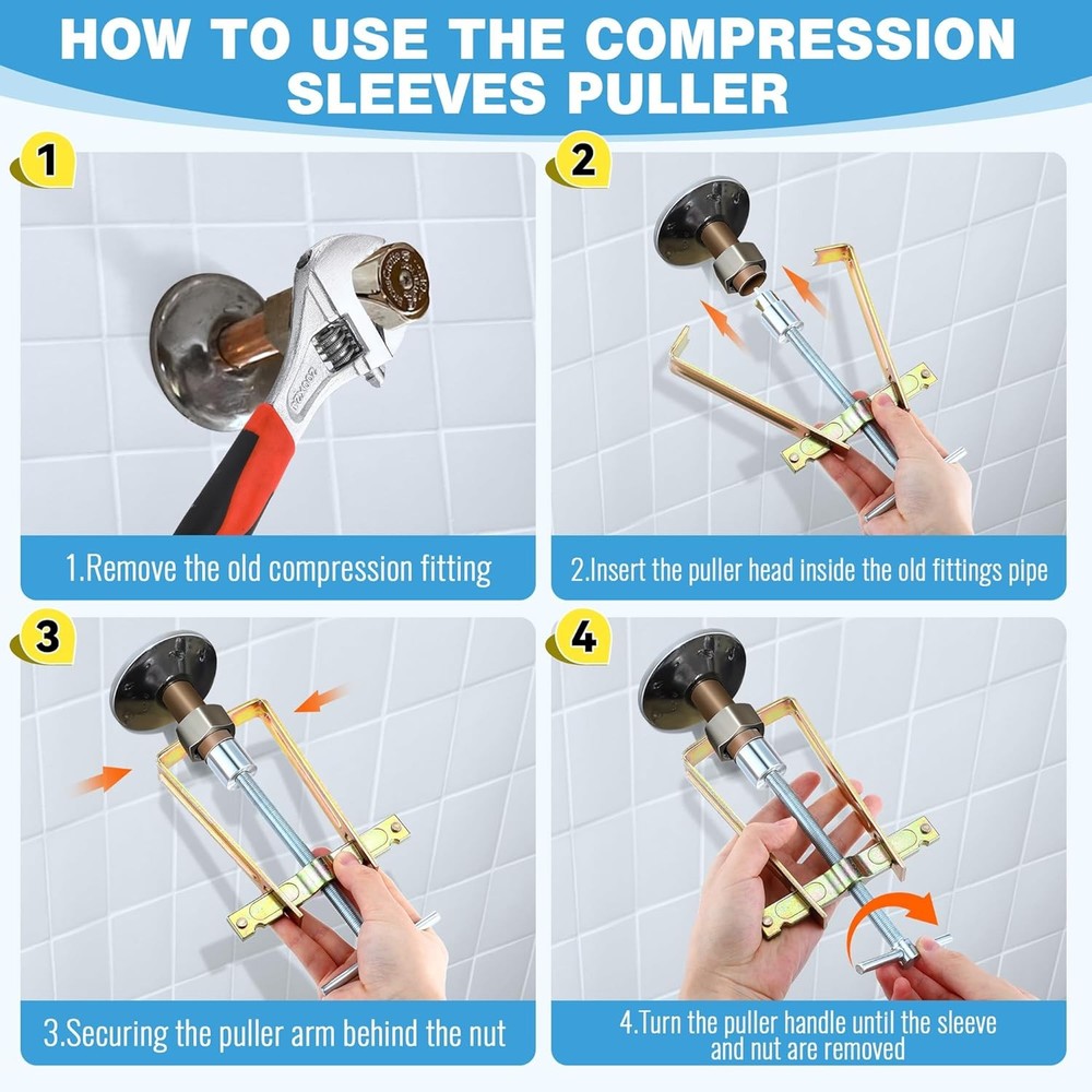Enhon Faucet Handle Puller, Compression Sleeve Puller Tool with 1/2 Inch Compres