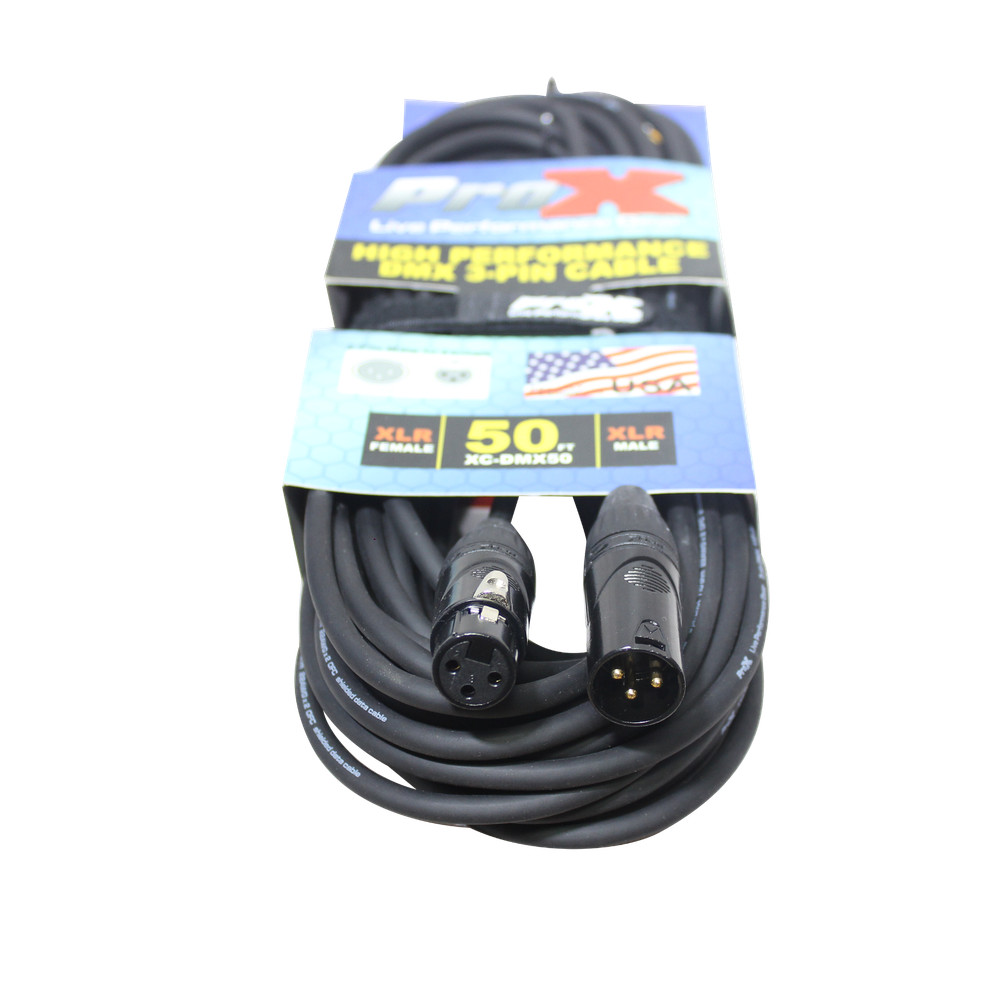 10 DMX Cables 3 Pin 50 ft High Performance DJ Lighting Cable - Data Cable PROX