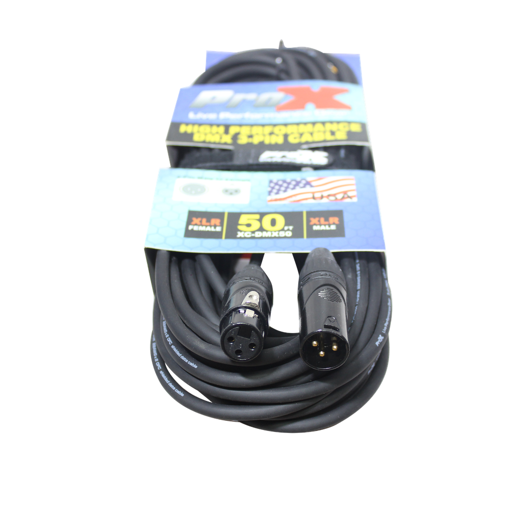 5 ProX 3 Pin 50 ft DMX High Performance Lighting Cable - DJ Data Cable