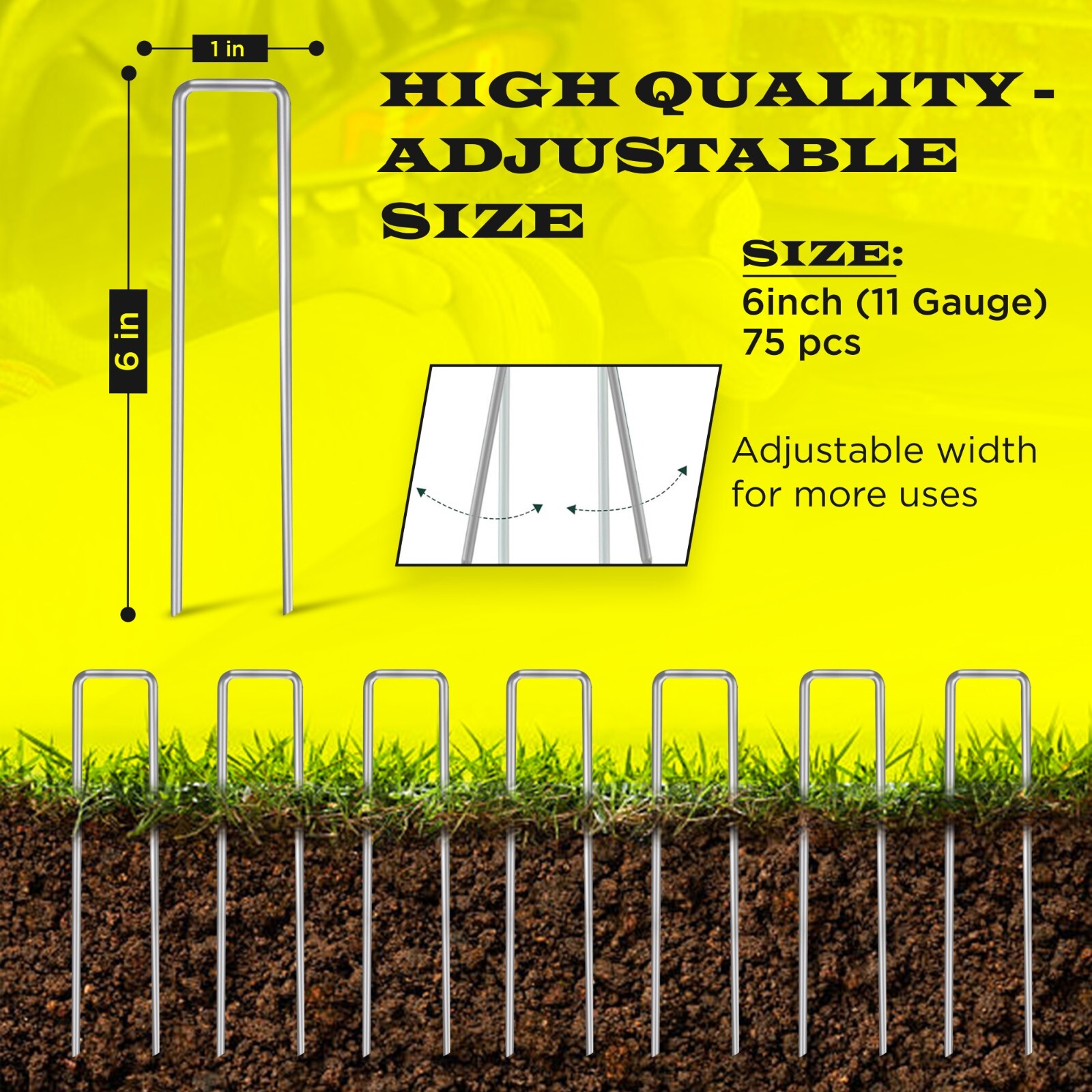 Landscape Staples 6 Inch 11 Gauge Galvanize Garden Stakes Fabric SOD