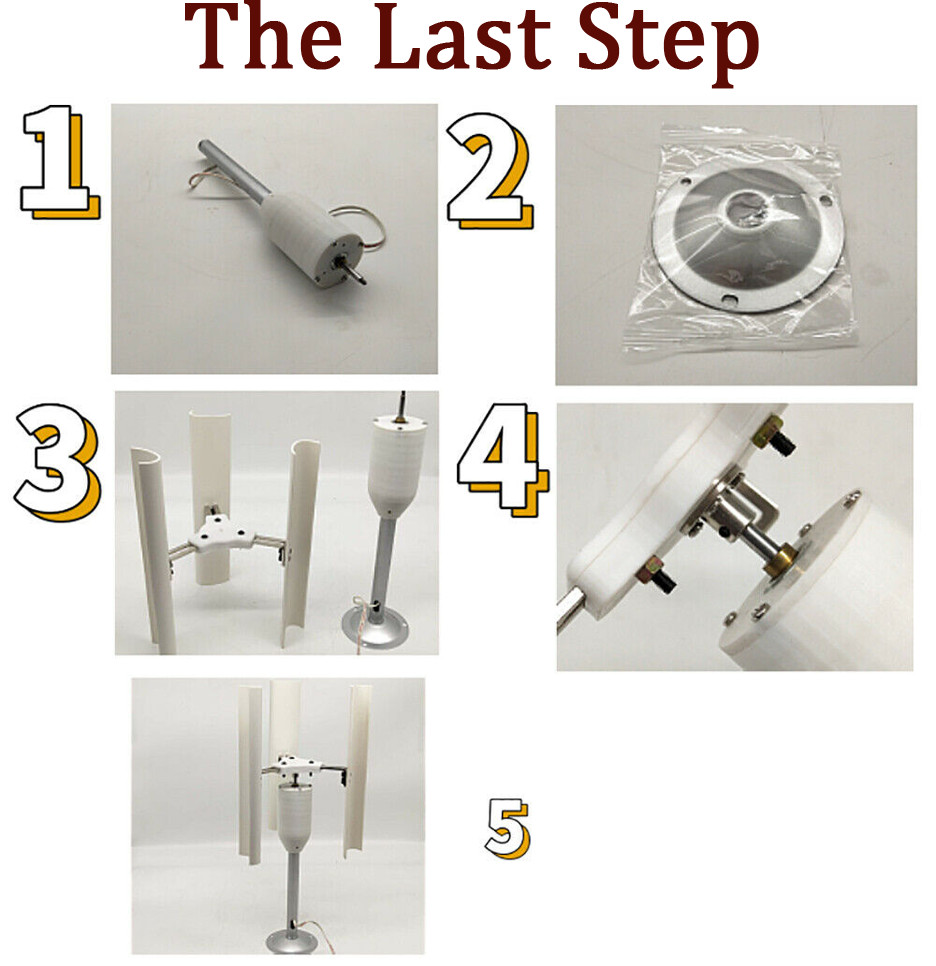 12V Vertical Wind Turbine Generator 3 Blades Charger Windmill Power Teach Mode