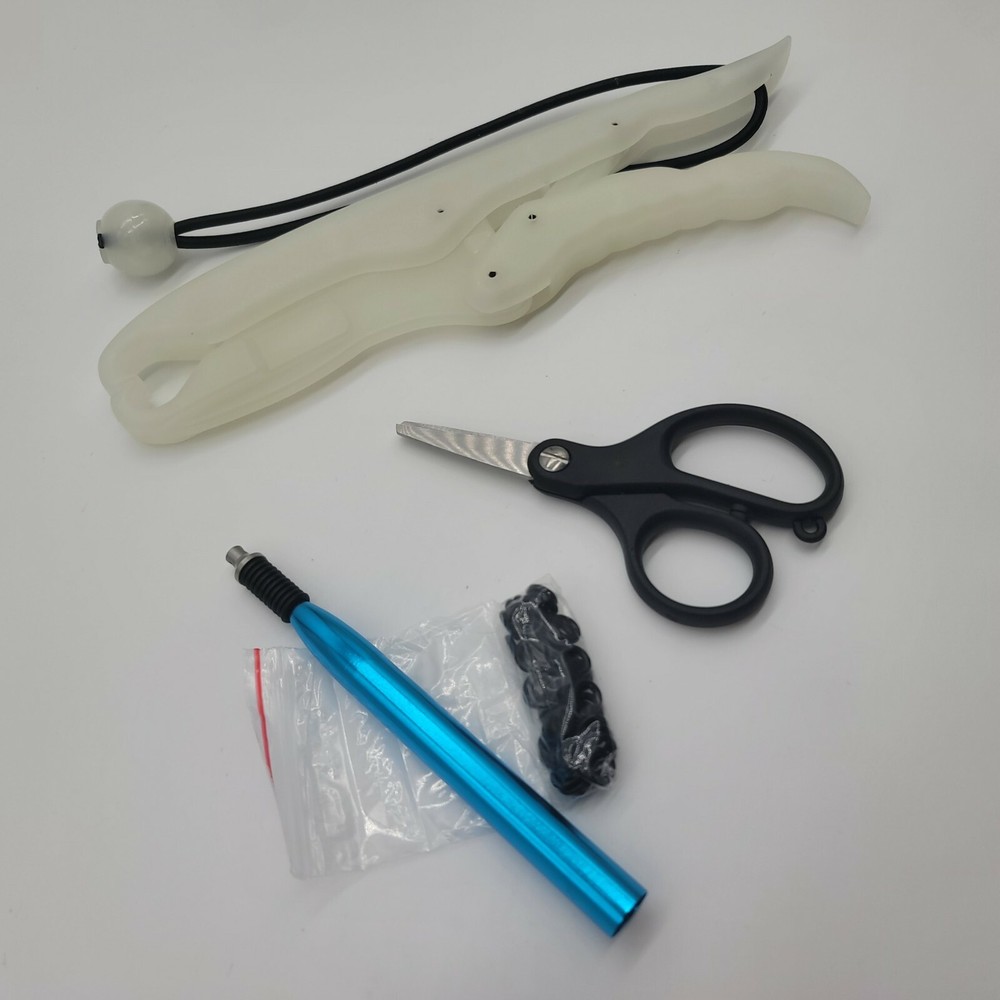 Fishing Accessory Kit Fish Lip Gripper, Scissors, and Wacky Worm Tool