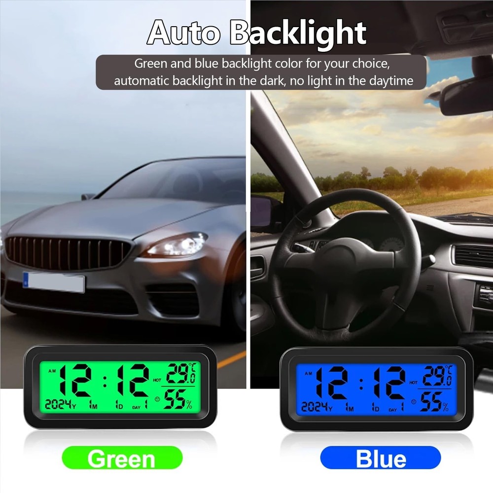 Timloon Car Dashboard Clock with Automatic Backlight at Night(Green & Blue), ...