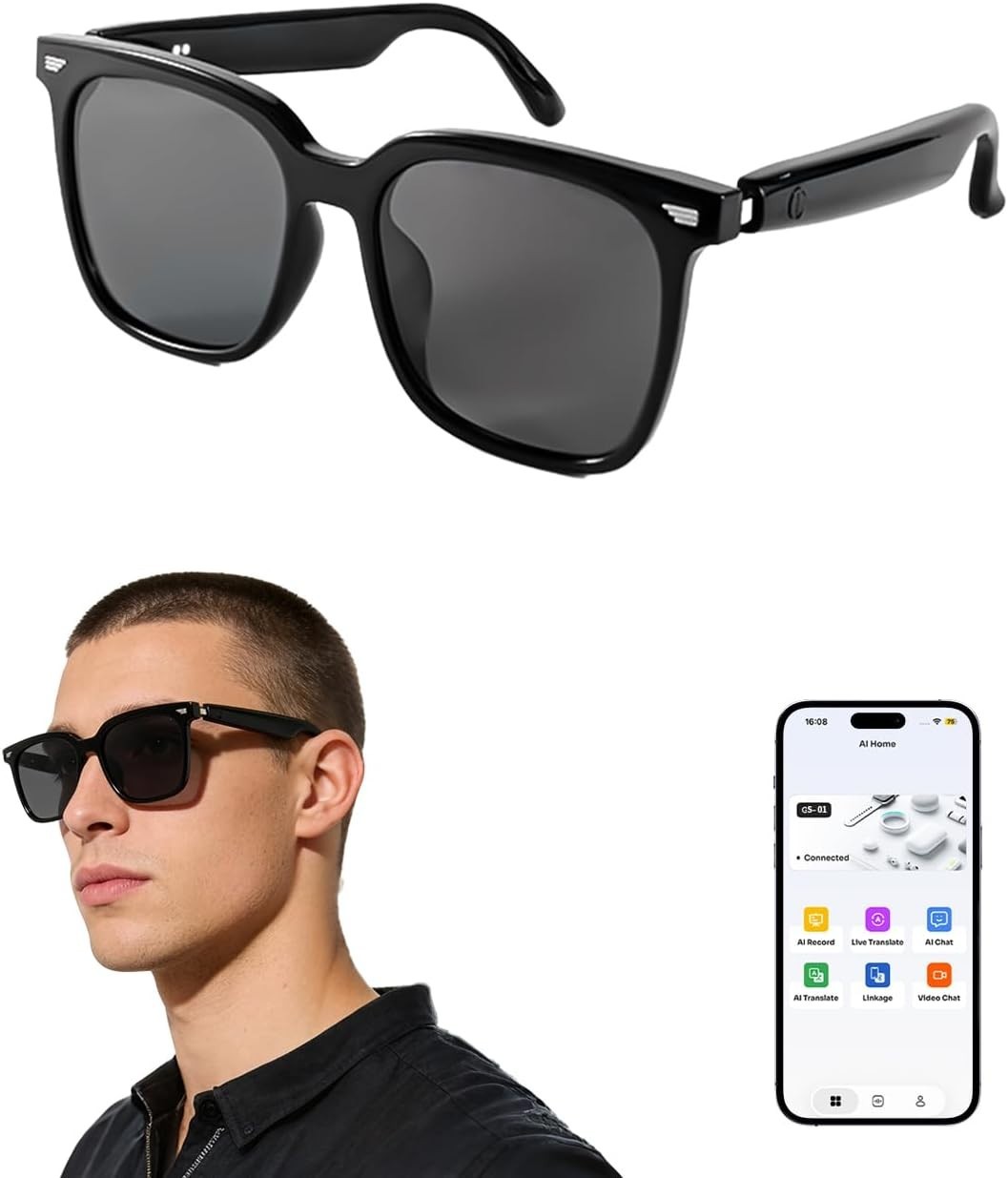 NEW Smart Glasses AI Bluetooth Call Music Translation for Men&Women Work Travel