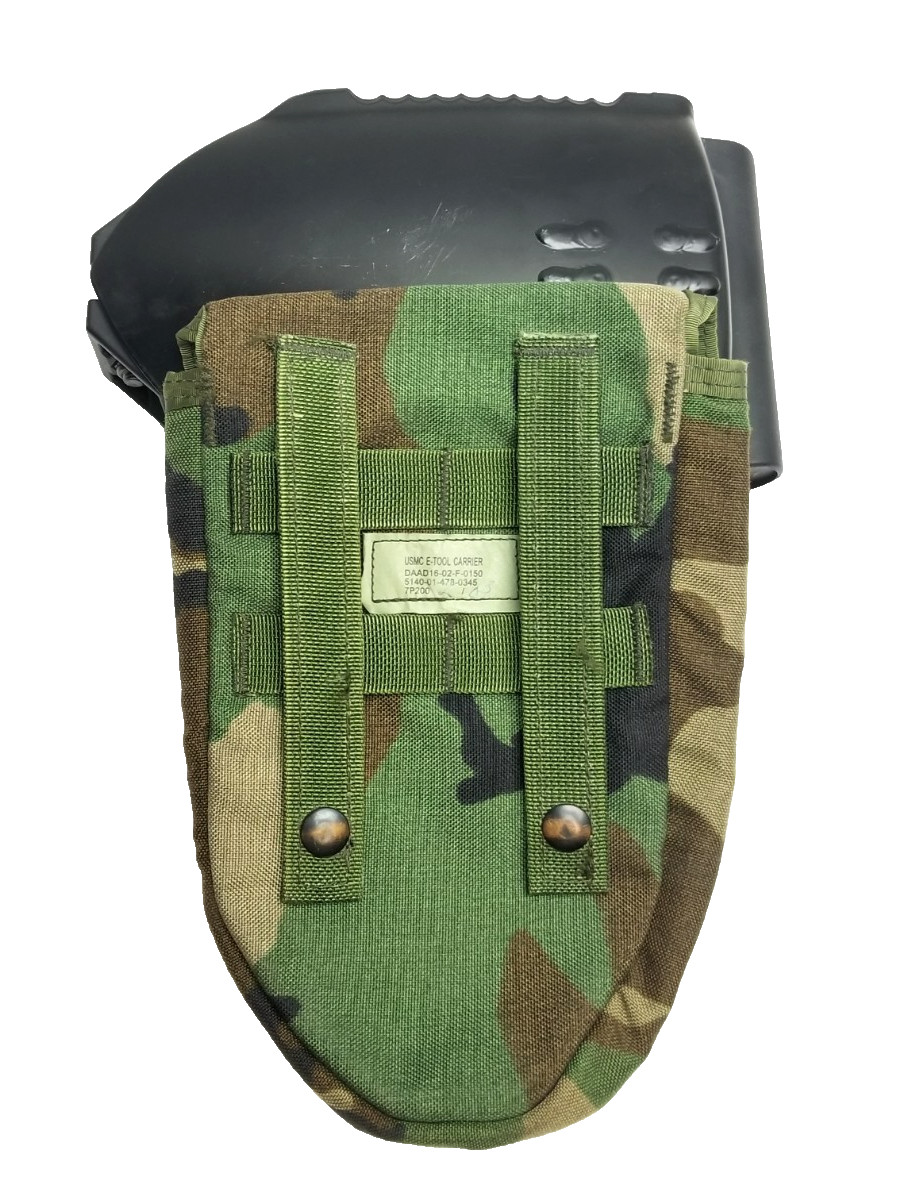 Gerber 2000 NEW Entrenching E Tool Trifold Shovel & USED Pouch Case Woodland