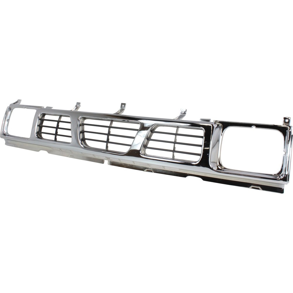 Grille For 93-97 Nissan Pickup Chrome Shell w/ Gray Insert Plastic