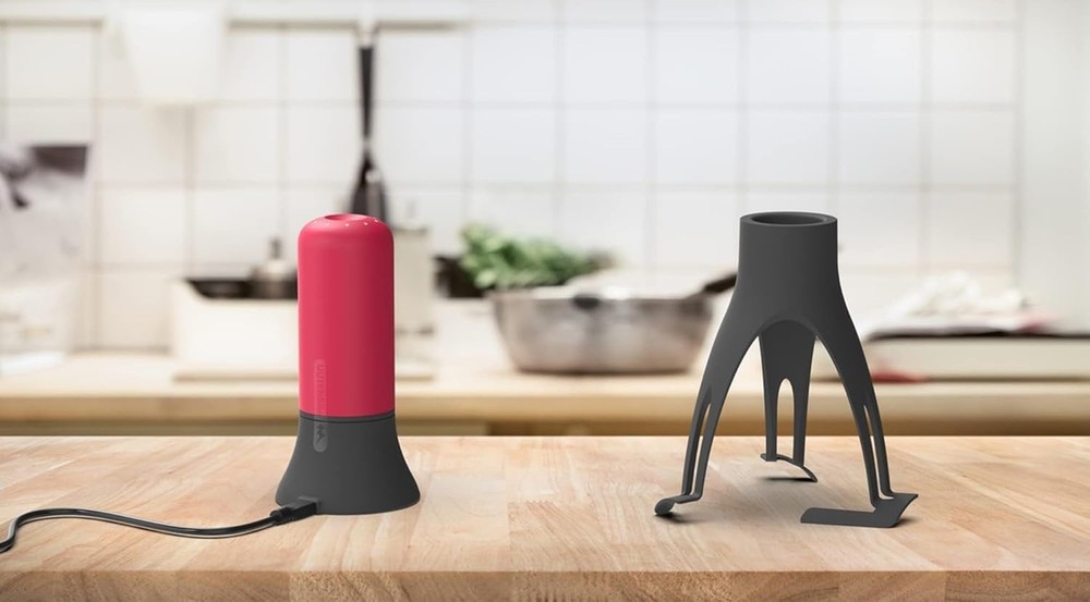 Effortless Cooking: Teal & Grey Automatic Stirrer with Timer & Dishwasher Safe