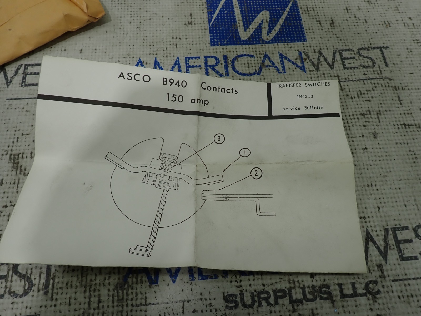 Asco B940 303-183-3 transfer switch Contact kit