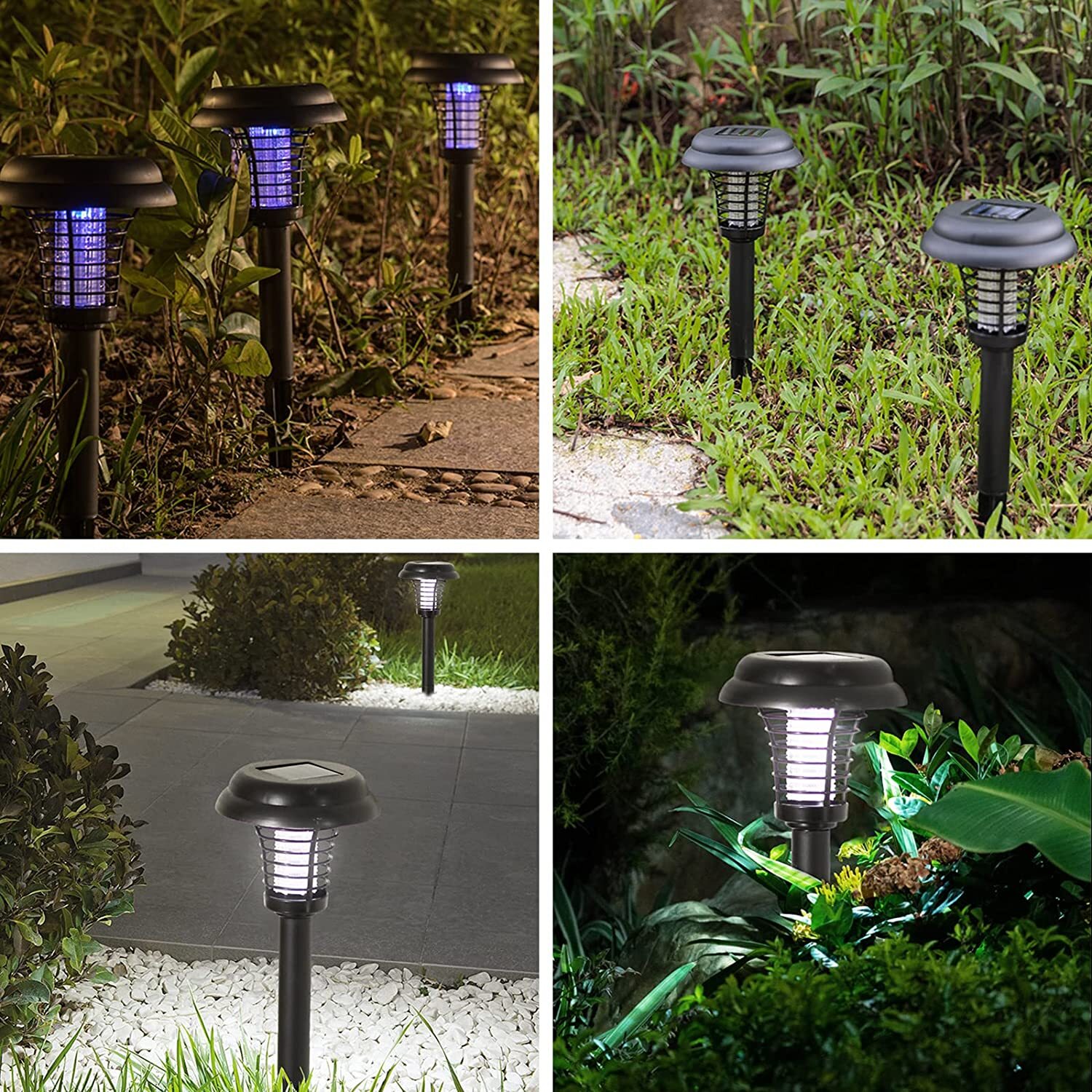 4x Solar Powered Zapper Lamp Light Outdoor Mosquito Fly Bug Insect Killer Trap