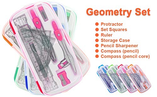Akuoly Maths Compasses Full Starter Geometry Kit with 2 Drafting Compasses...
