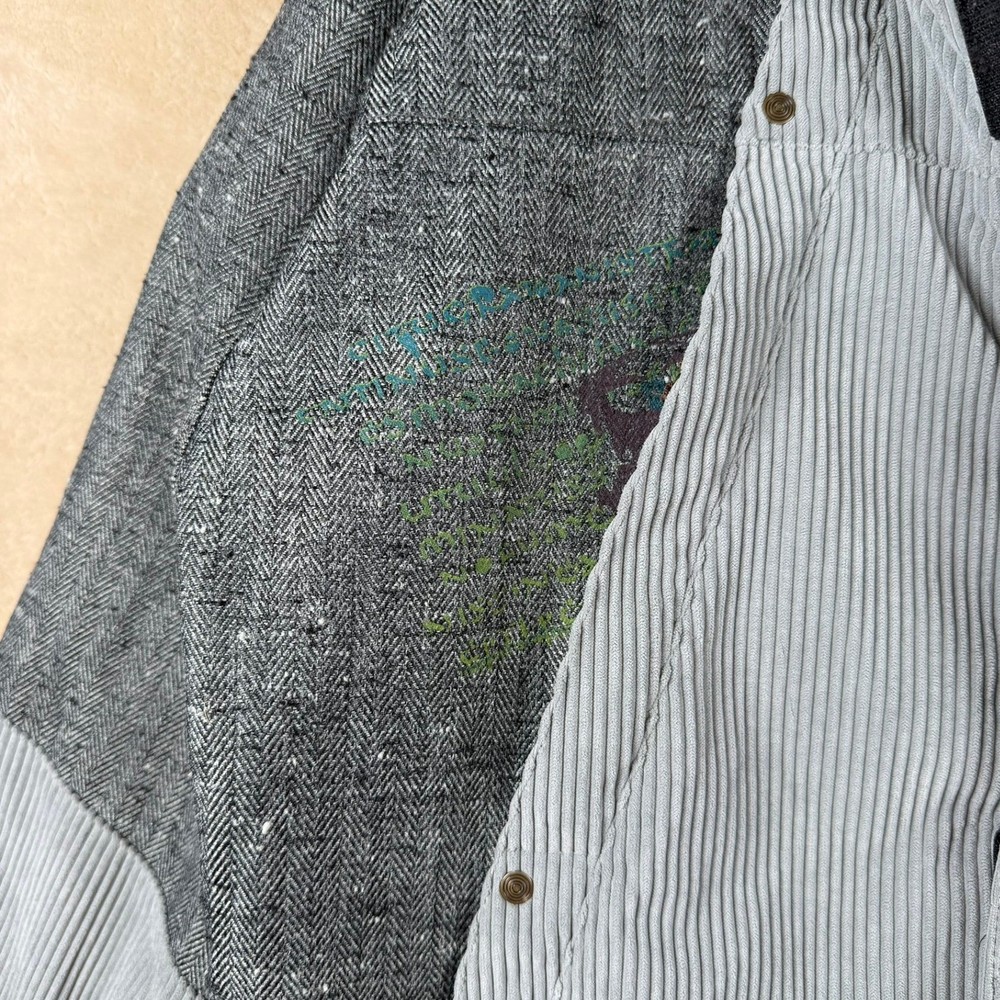 Obermeyer Ripper Ski Jacket Grey Herringbone Corduroy Patchwork 16J Gorpcore