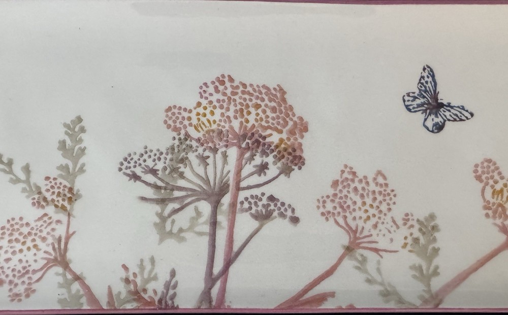 Papart Ceramik Hand Painted Floral Butterfly Rectangular Serving Tray Turkey