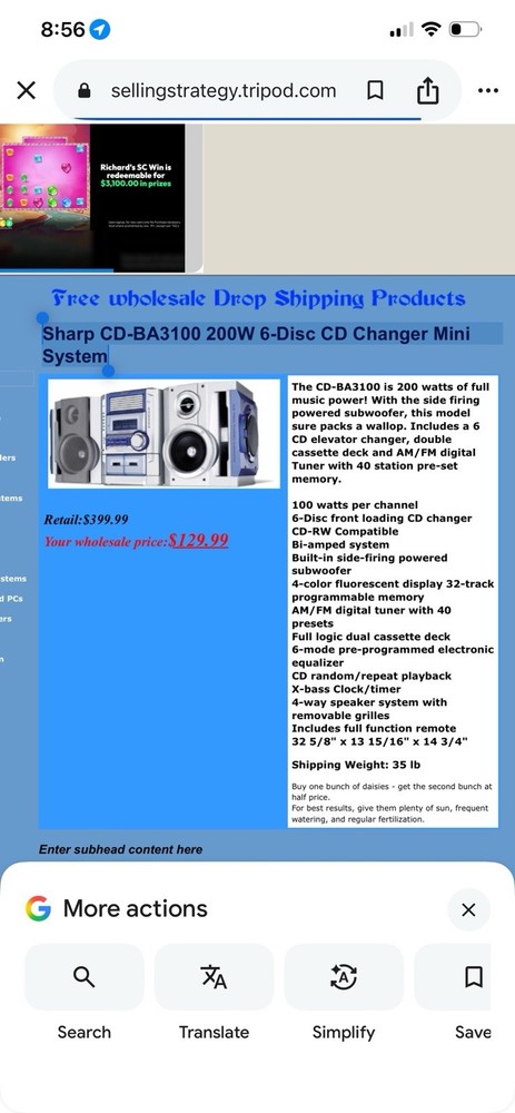 Sharp CD-BA3100 200W 6-Disc CD Changer Mini System