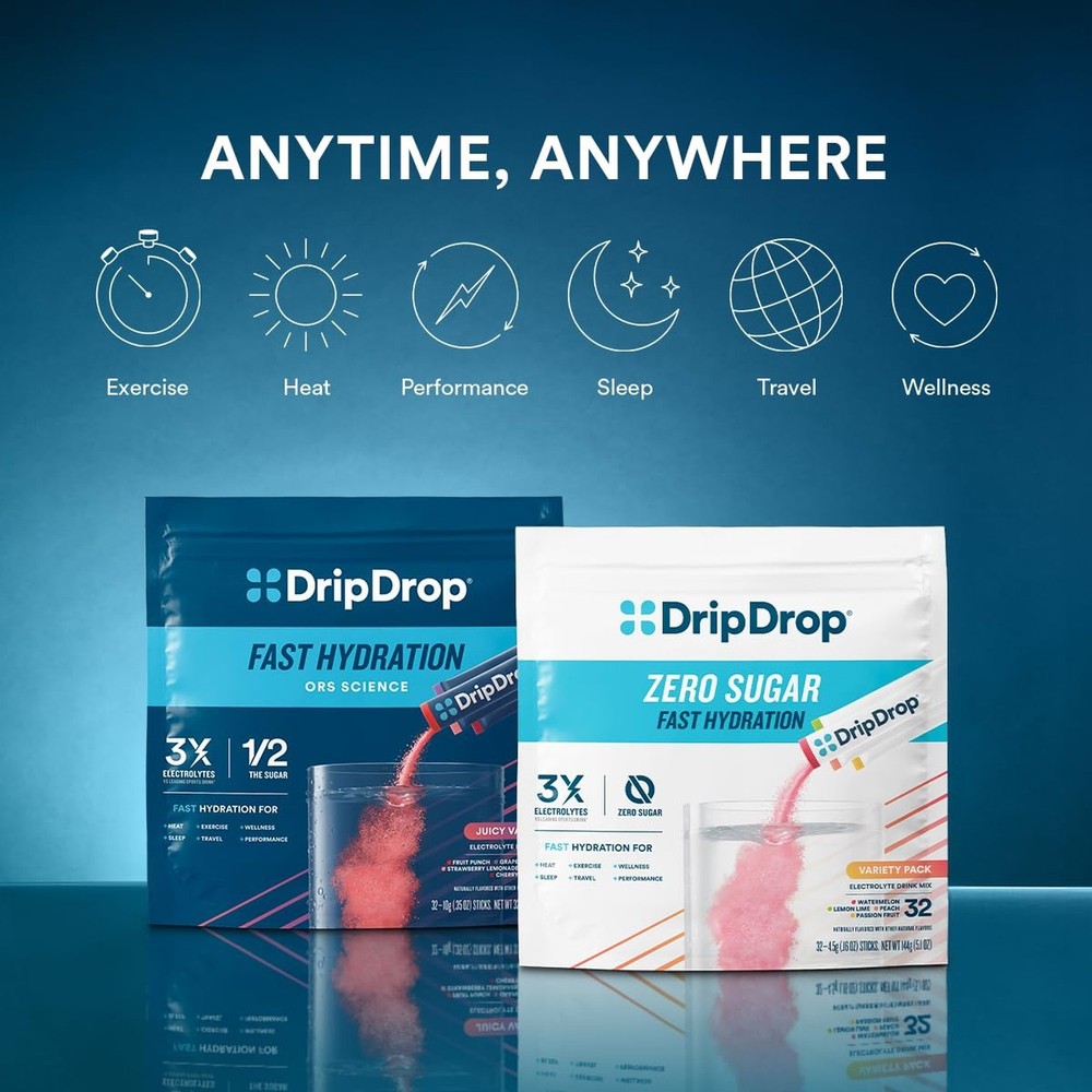 DripDrop Hydration Packets - Bold Variety Pack - Single Serve Electrolytes Po...