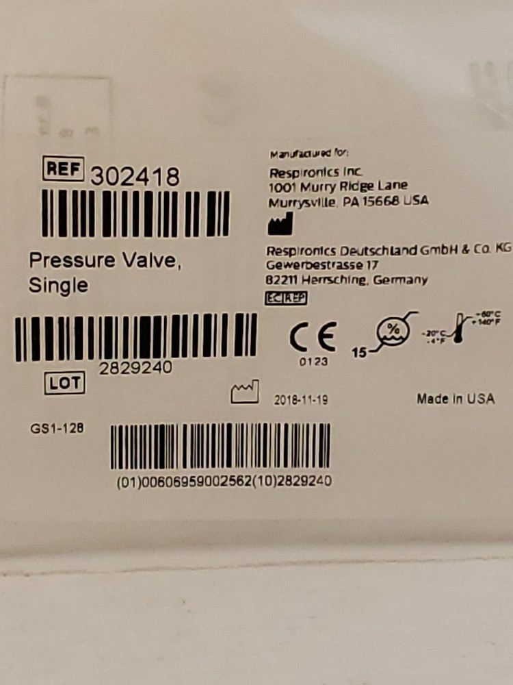 Respironics Pressure Valve, Single, 302418