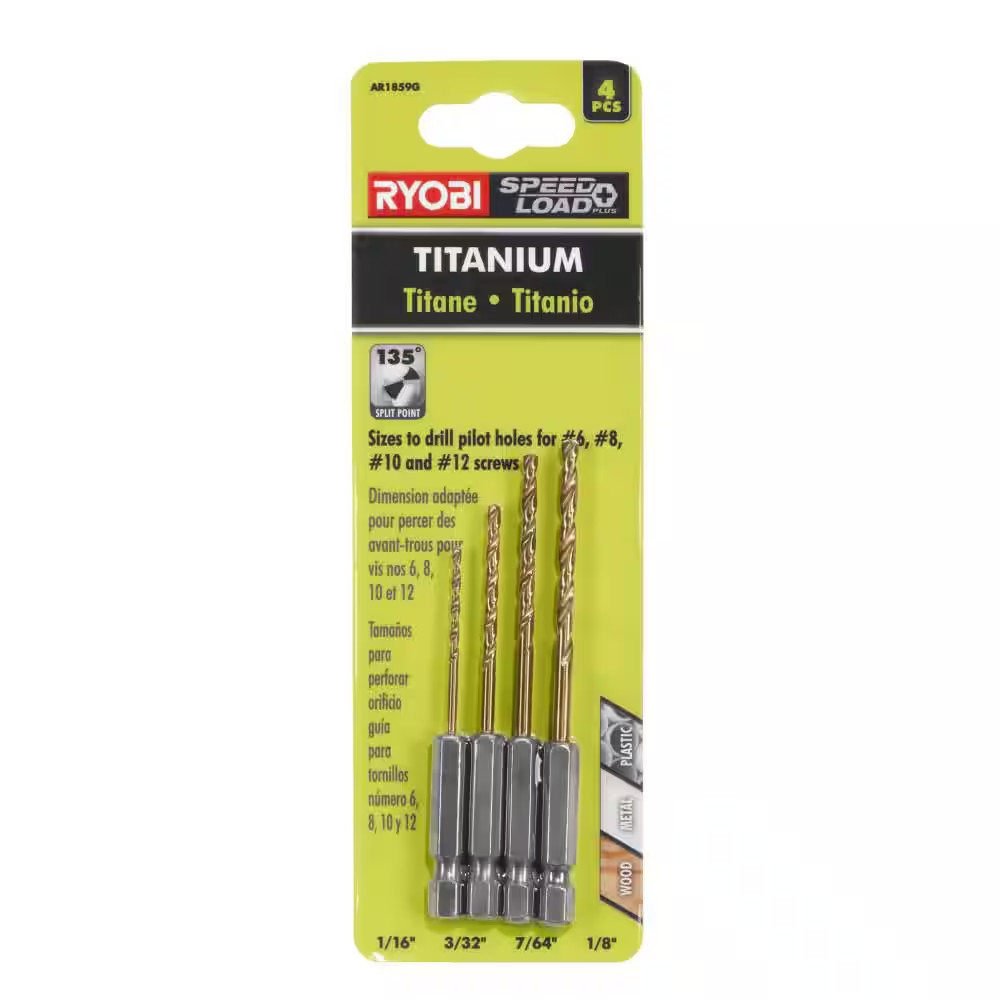 Speedload+ Titanium 4-Piece Hex Shank Pilot Drill Bit Set