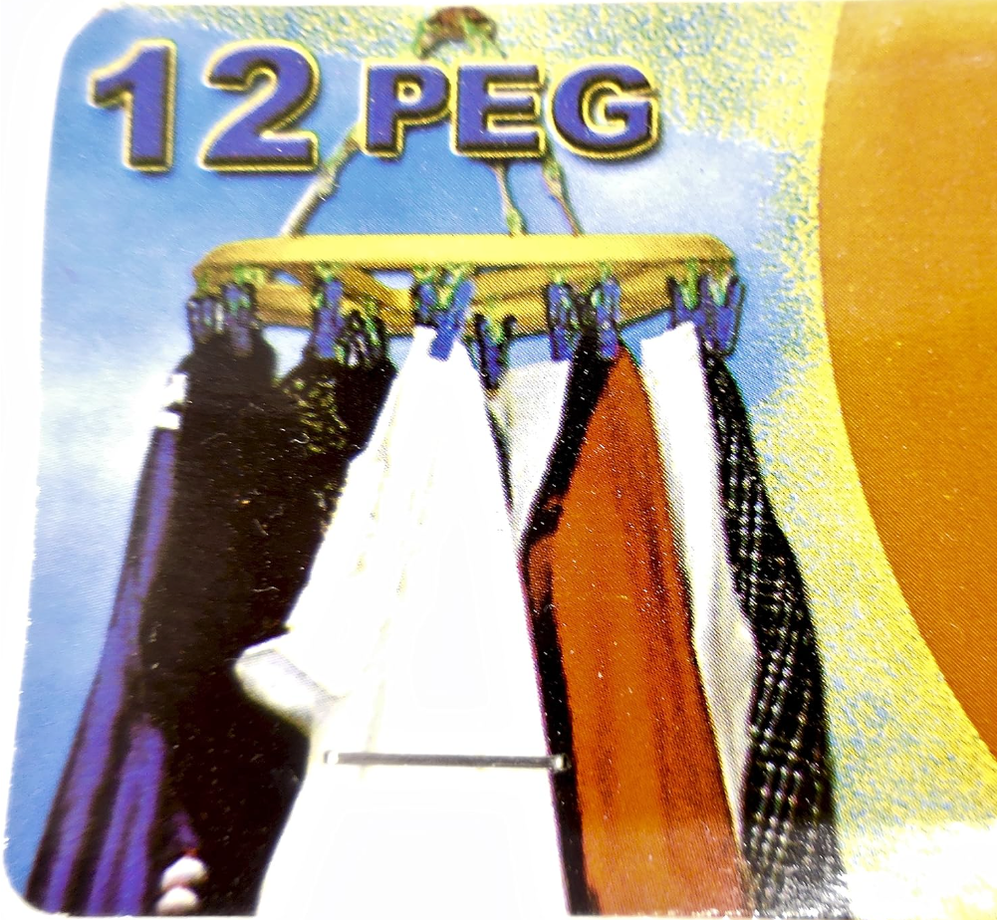 Clothes Drying Peg Rack,12 Pegs with Clothes Pins Hooks,Hanging Hook,Plastic
