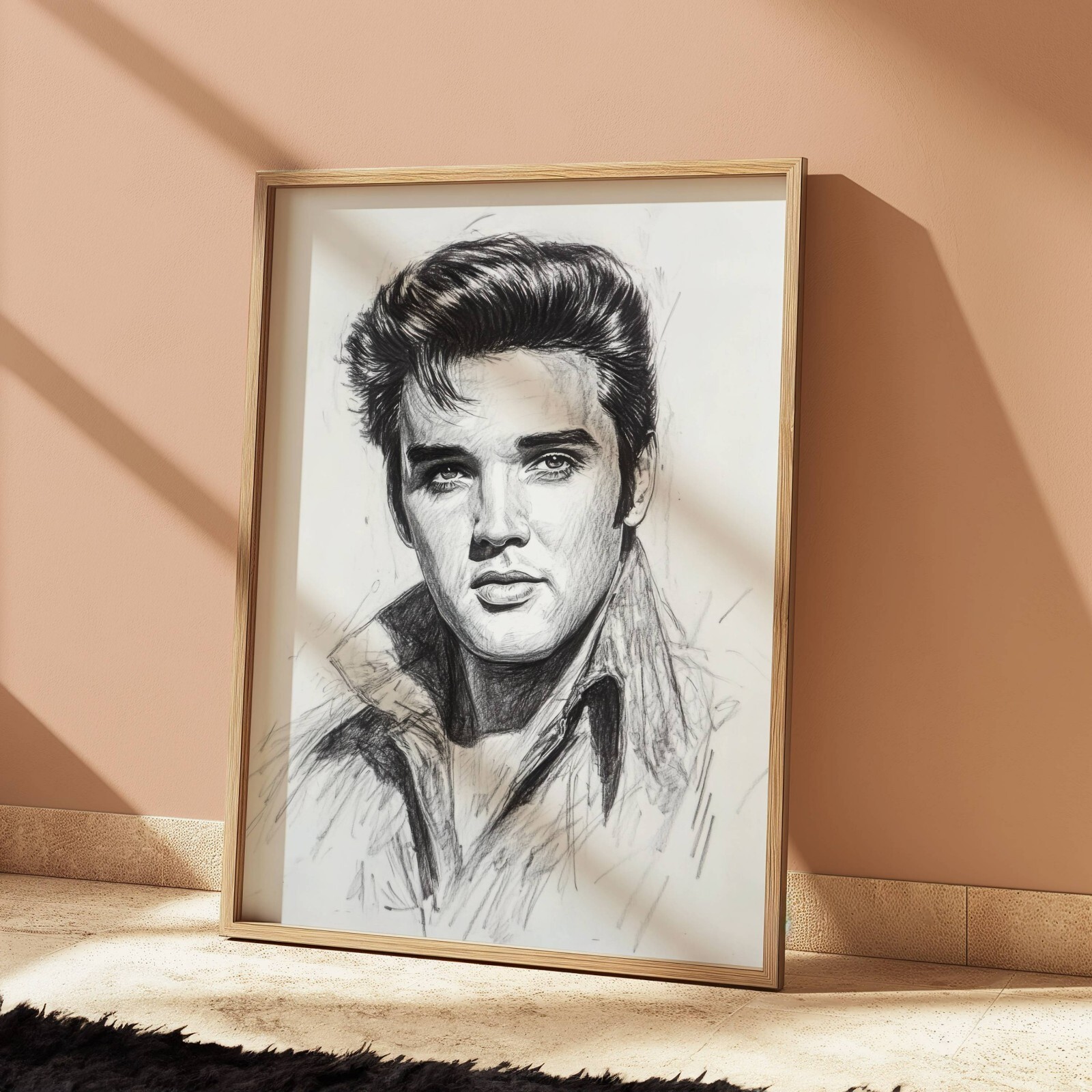 ELVIS PRESLEY DRAWING PRINT PORTRAIT SKETCH 8" x 10" ELVIS PRESLEY WALL ART