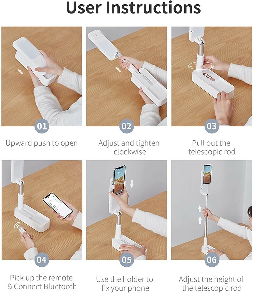 Portable Selfie Dimmable Light with Adjustable Metal Stand with Remote Control
