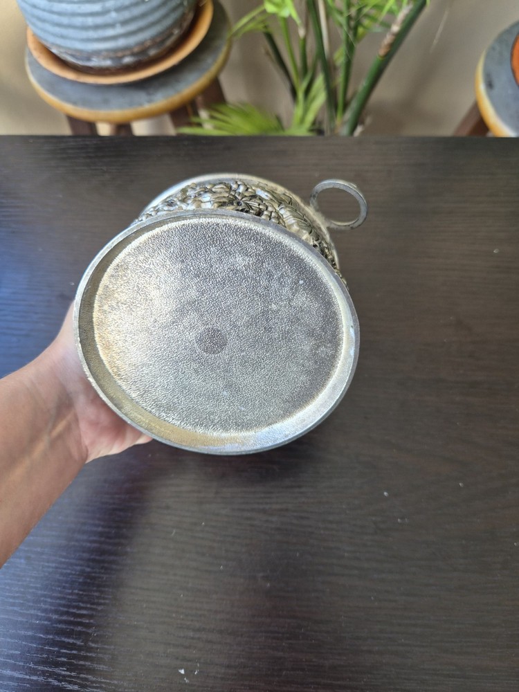 Silverplate Wine Bottle Holder Coaster Grape