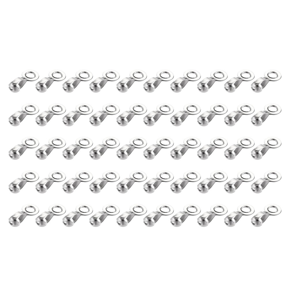 50 Pcs Ball Chain Connectors Bead Ring with Crimp Link Pull Loop Crafts Making