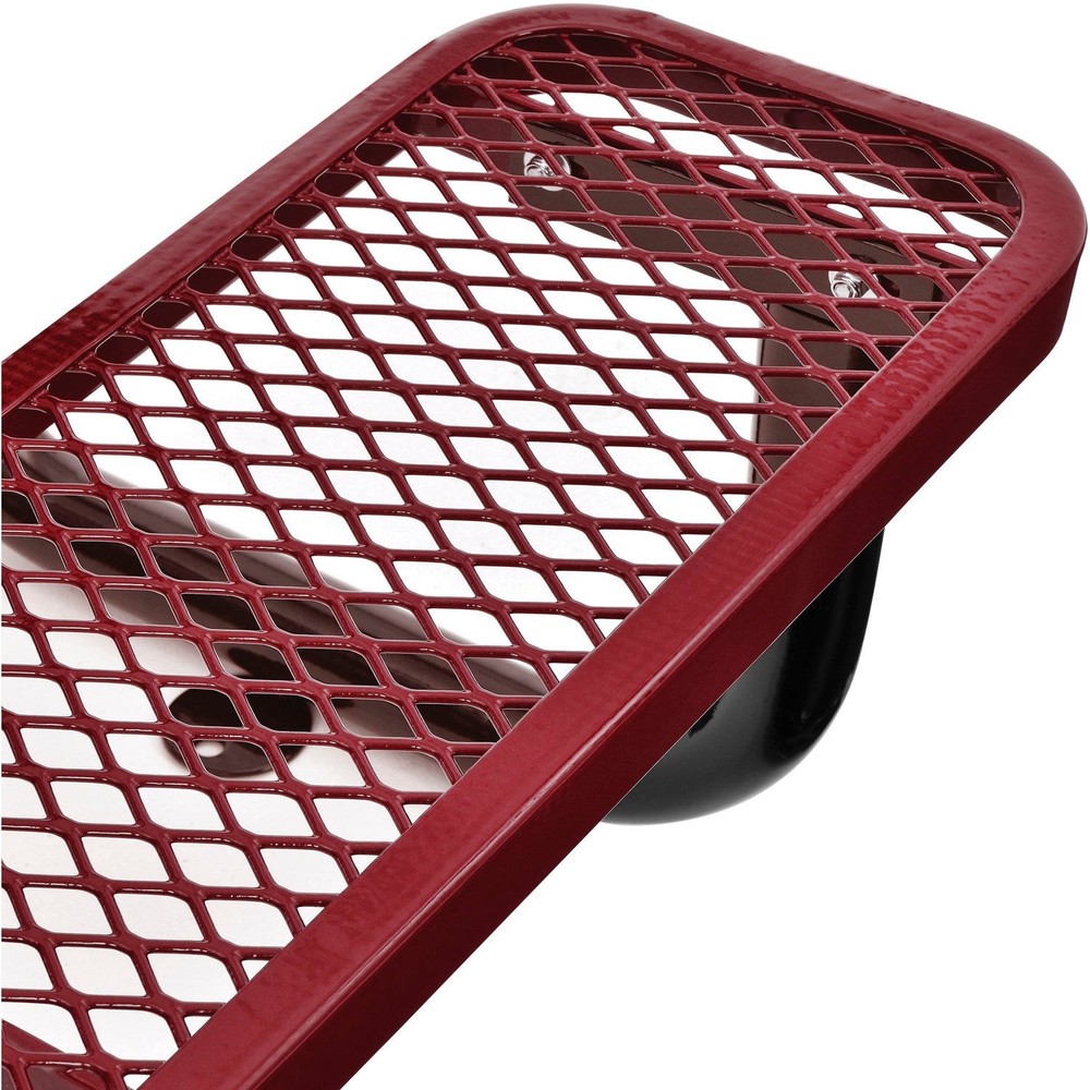 4 ft. Expanded Metal Rectangular Outdoor Steel Picnic Table Red