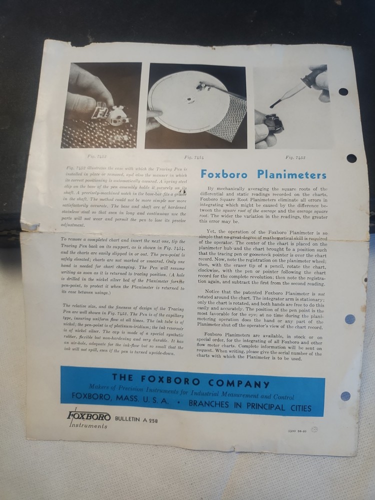 Antique Foxboro Square Root Planimeter with Tracing Pen