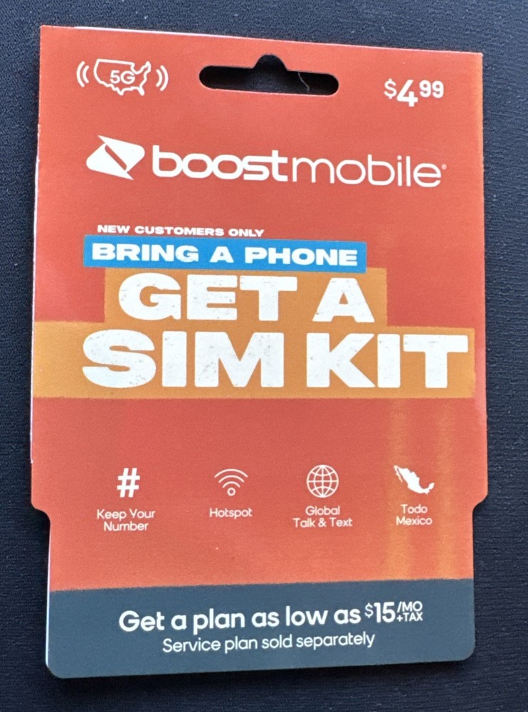 Boost Mobile SIM Card Activation Kit - New Sealed !!