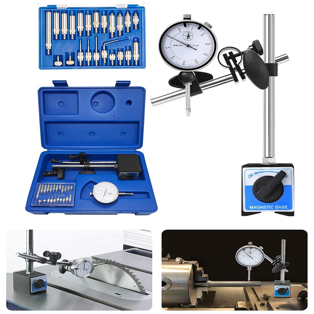 Dial Indicator with Magnetic Base, 0-1"×0.001" Precision Dial Test Indicator Set