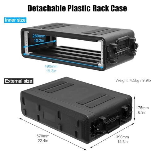 2U Rack Case Shallow 12" Depth, 19" Rackmount Flight 2U Rack Space 12" Deep