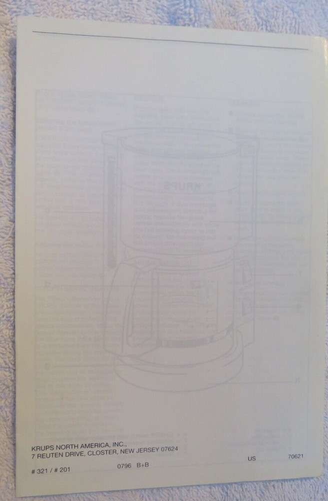 Krups Pro Cafe and Pro Cafe Plus Model 321 & 201 Instruction Booklet