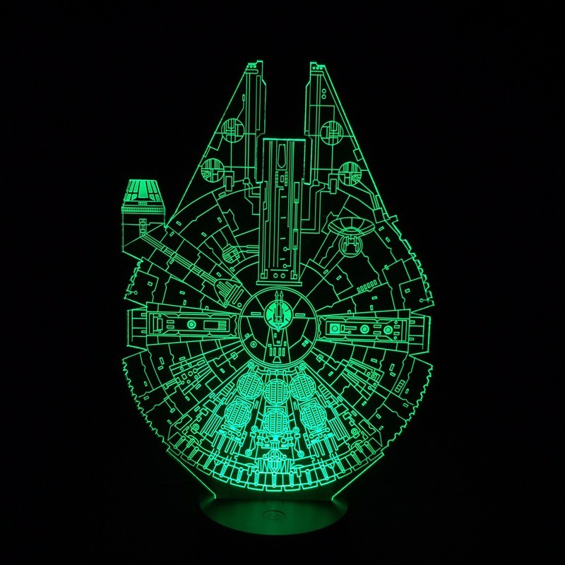 Millenium Falcon 3D Illusion Lamp, 7 Colors Changing, USB Powered