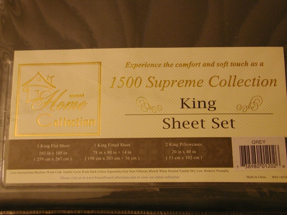 1500 Supreme Collection Extra Soft Deep Pocket Sheets, King Grey