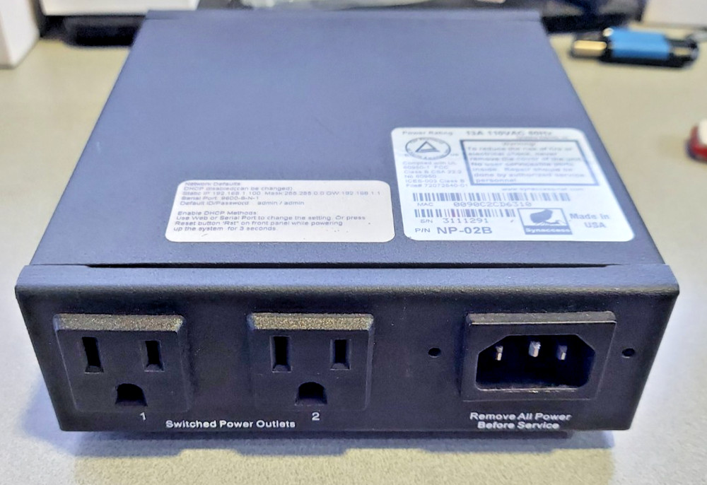 Synaccess netBooter NP-02B Remote Switched PD Control via Web, telnet USA