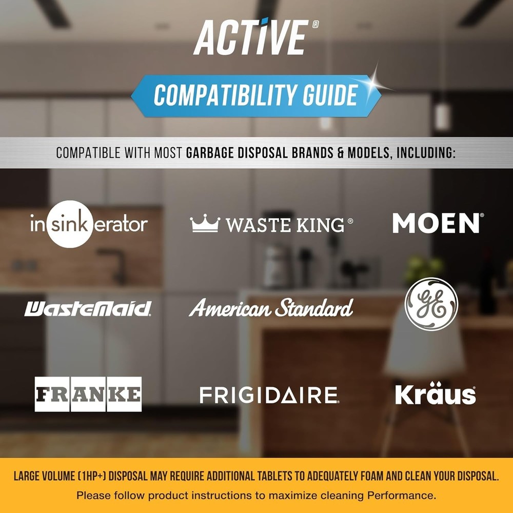 Garbage Disposal Cleaner Deodorizer Tablets - 24 Pack, New Powerful XL Foaming