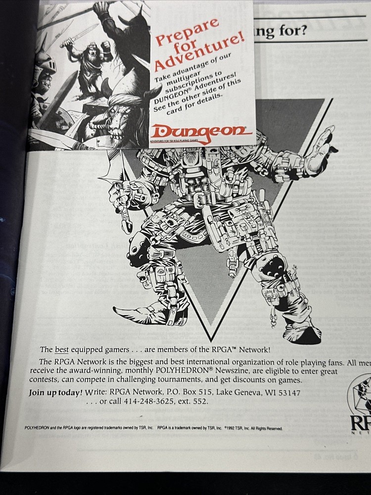 Dungeon Magazine Issue #48 with Poster Insert