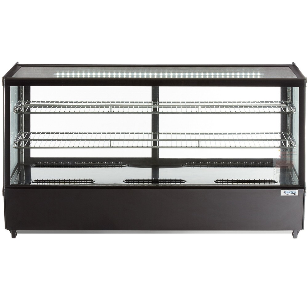 48" Black Refrigerated Square Countertop Bakery Display Case with LED Lighting