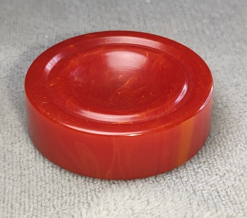Bakelite Turned Backgammon Chip Cherry Red Swirl 1.22" Replacement 1pc Catalin