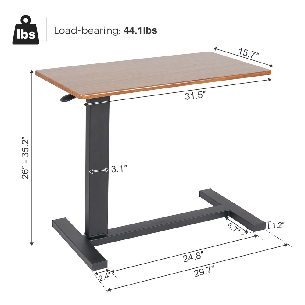XL Rolling Laptop Desk Height Adjustable Standing Desk Sofa Overbed Beside Table
